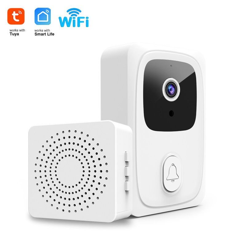 Tuya Akıllı WiFi Görüntülü Kapı Zili 1080P HD, Gece Görüşü ve 2 Yönlü Ses Özellikli – Dahili Pil, 38 Zil, İç Mekan Kullanımı (Model: LY-1672, Beyaz)_voghion.com
