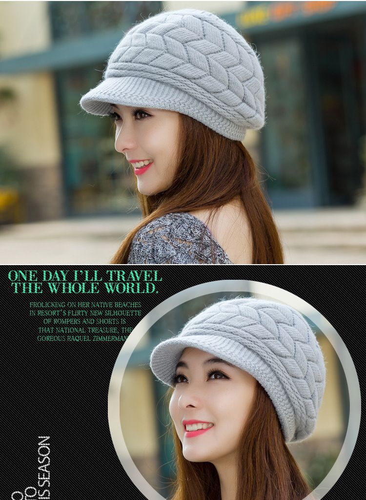 Women's Hats Middle Aged And Elderly Autumn And Winter Warm Knitted Wool Hat Plus Velvet Fashionable All Match Beret Hat Women Winter_voghion.com