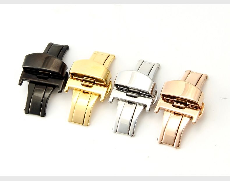 Hebilla de lazo de doble presión de acero inoxidable Hebilla de reloj de cuero de alta calidad Accesorios de reloj Resorte no automático_voghion.com