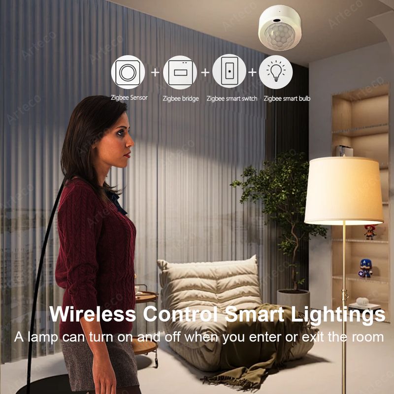 Sensore di allarme di sicurezza a infrarossi per decorazioni per il corpo umano Zigbee Smart PIR Motion Movement 3.0, funziona con EWelink Home_voghion.com