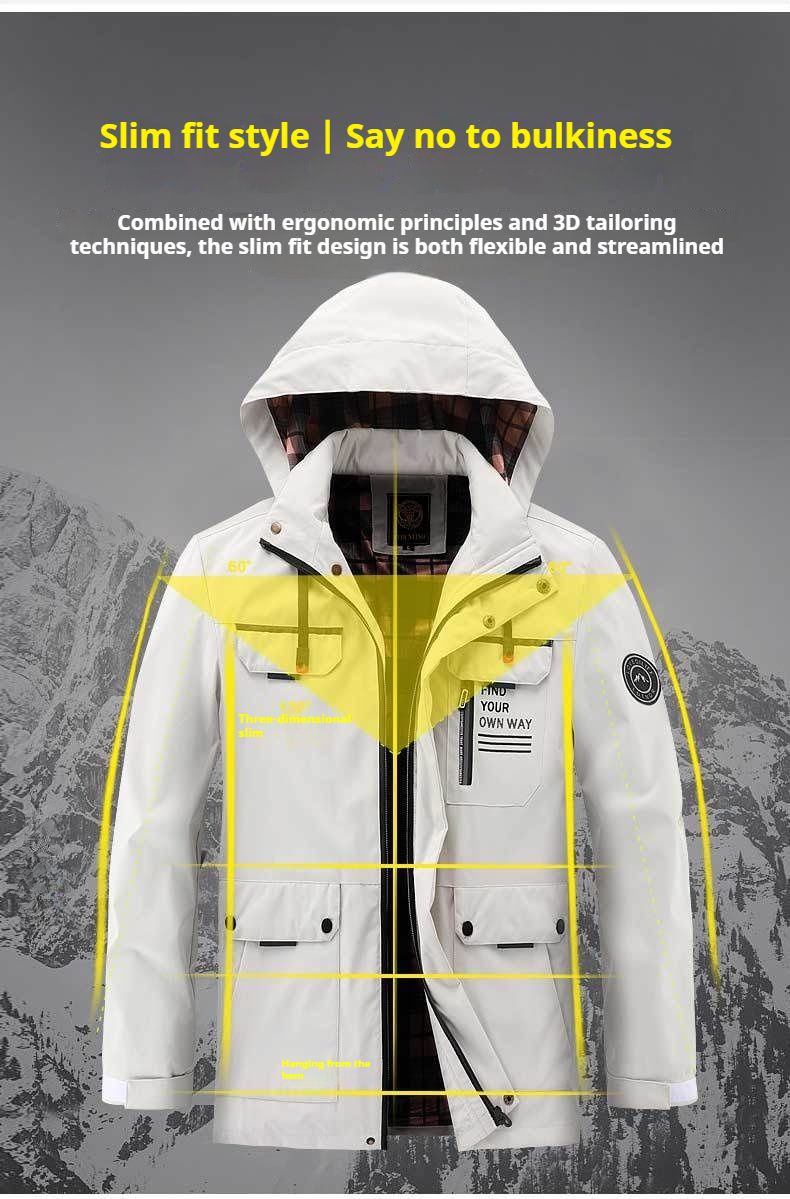 Men's Heavy-Duty Full-Zip Hooded Jacket With Stand Collar & Full-Zip Closure, Full-Length Zipper Front, Large Capacity Pockets, Machine Washable Coat_voghion.com