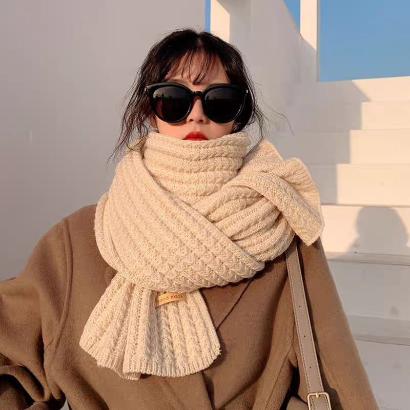 Sciarpa Ins Harajuku Wind Knitted da donna, in versione coreana, carina e versatile, calda, tinta unita_voghion.com