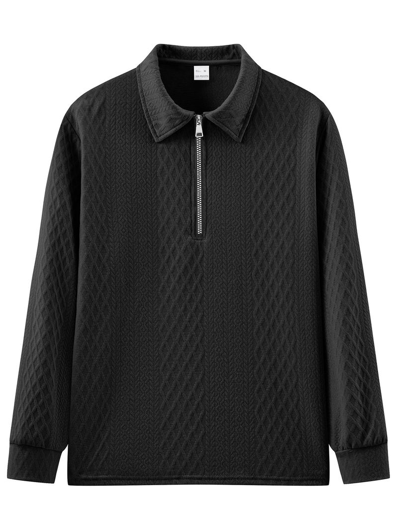 Strukturiertes, einfarbiges, langärmliges Freizeit-Sweatshirt für Herren – Lockere Passform, leicht, vielseitig für Frühling und Herbst (Weiß, Dunkelgrau, Schwarz, Khaki)_voghion.com
