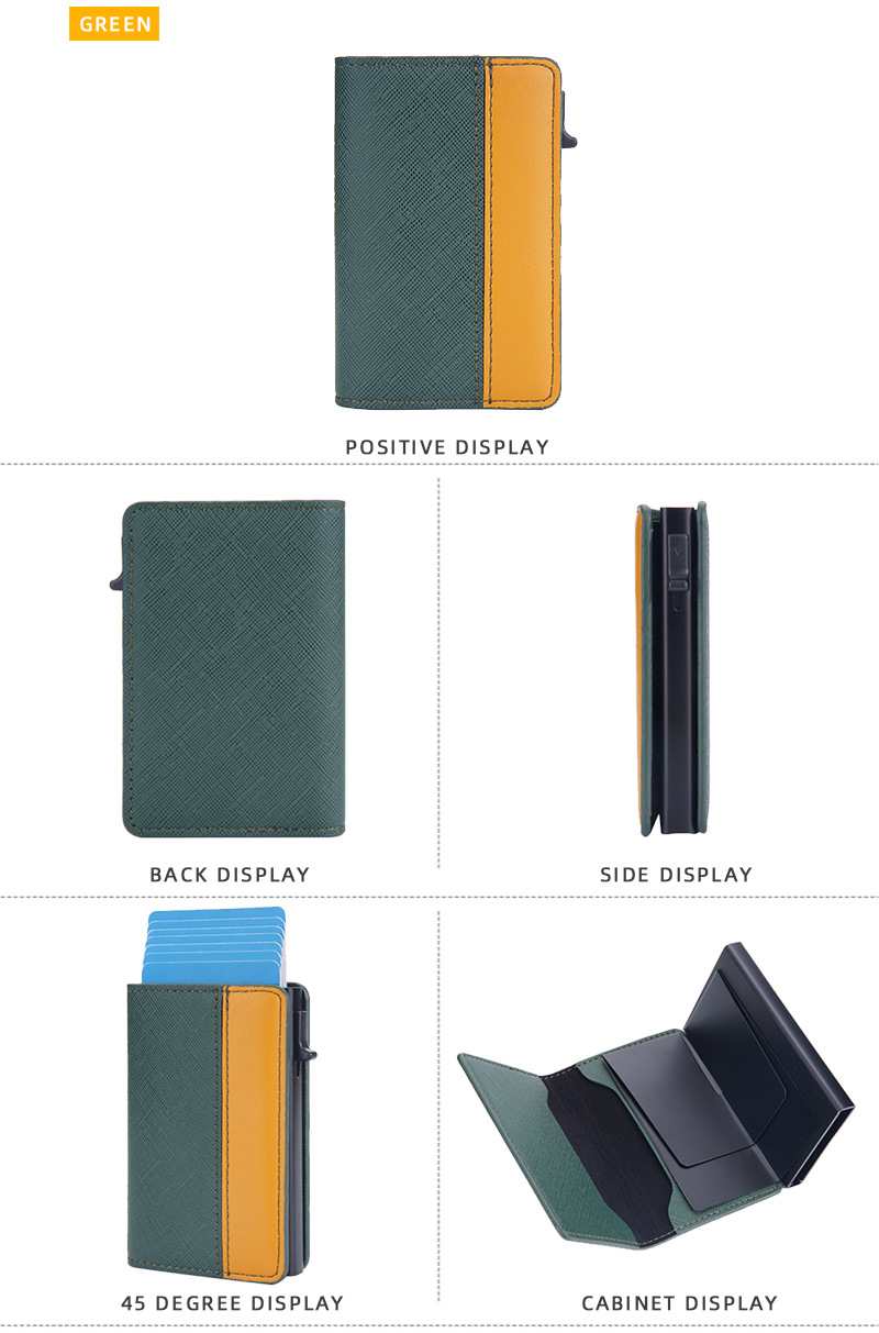 Neu Tasche Herren Baellerry Kontrast Farbe RFID Anti Magnetische Seite Push Bullet Box Neutral Karte Leder Clip_voghion.com