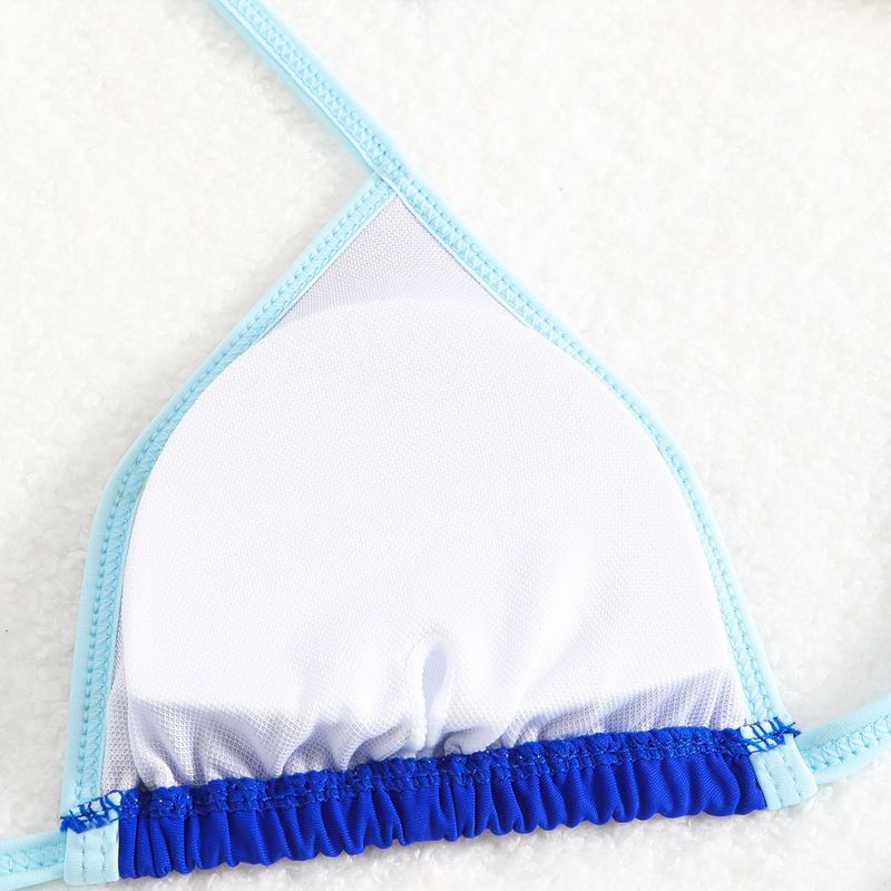 Sexy Schnür-Bikini-Badeanzug in Volltonfarbe für Damen mit Dreipunkt-Bikini_voghion.com