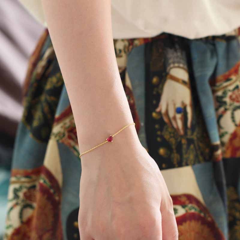 S Czysta Moda Lekka Luksusowa Prosta Osobowość Wszechstronna Biżuteria Dla Kobiet Inkrustowana Bransoletka Serca Z Pozłacanego Srebra_voghion.com