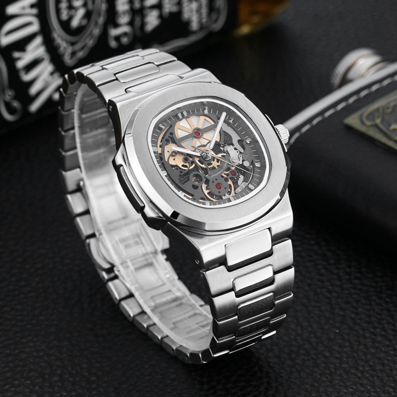 MISFOX Mechanical Nautilus Fully Automatic Hollow Business Steel Strip Waterproof Glow Brand Men's Watch_voghion.com