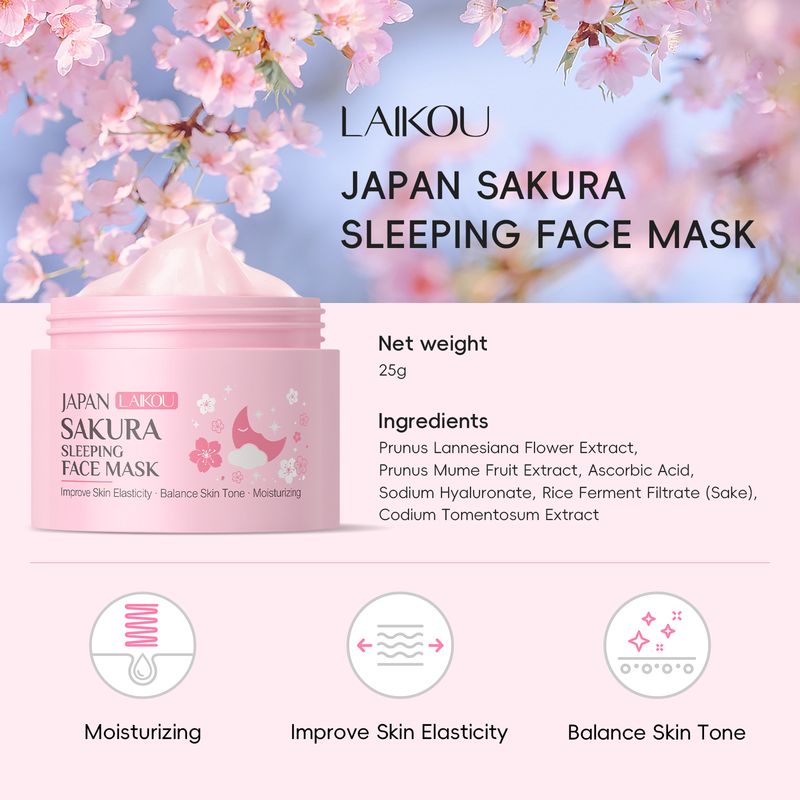 Laico Japanese Sakura Sleeping Mask 25g Hydrating Moisturizing Mask Skin Care_voghion.com