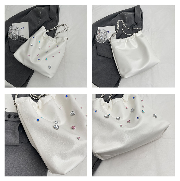 Kette Müll Tasche Tasche frauen Neue Trendy Mode Damen Tasche Schulter Tasche Farbe Diamant Einkaufstasche Große Kapazität Eimer tasche_voghion.com