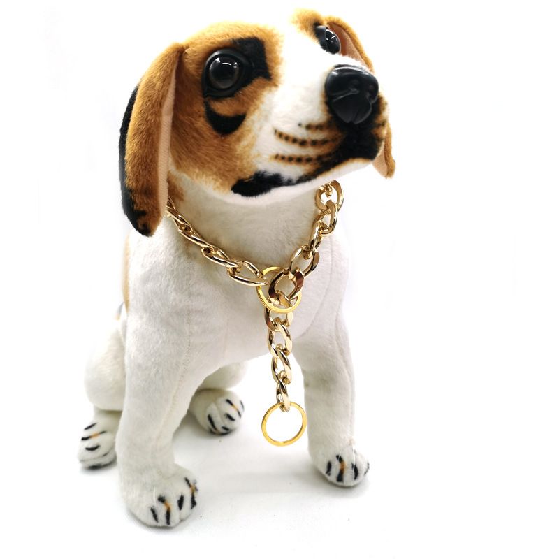 Large And Medium-sized Pet Alloy Necklace Metal P NK Chain Golden Retriever Labrador Big Dog Collar_voghion.com