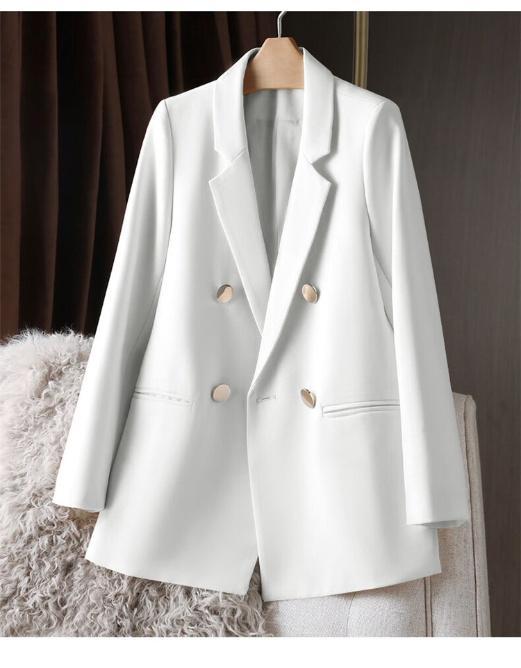 Damenmode Lose weiße Anzugjacke_voghion.com