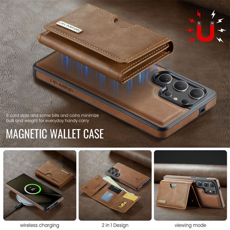 Custodia magnetica staccabile 2 in 1 per Samsung Galaxy S25 Edge S24 FE S23 S22 S21 Ultra Portafoglio in pelle con tasca porta carte sul retro_voghion.com