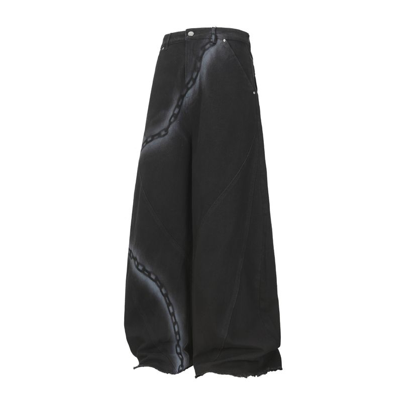 Erkekler ve Kadınlar İçin Sokak Modası Bol Kesim Pantolonlar - Şık Tasarımlı Retro Sokak Giyimi, Günlük Giyim İçin Rahat Uzun Pantolonlar (Siyah)_voghion.com