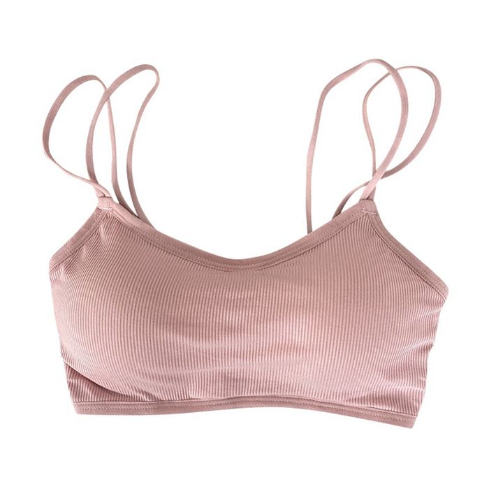 Beauty Back K-style Integrated Student Pure Color Spaghetti Strap Bra_voghion.com