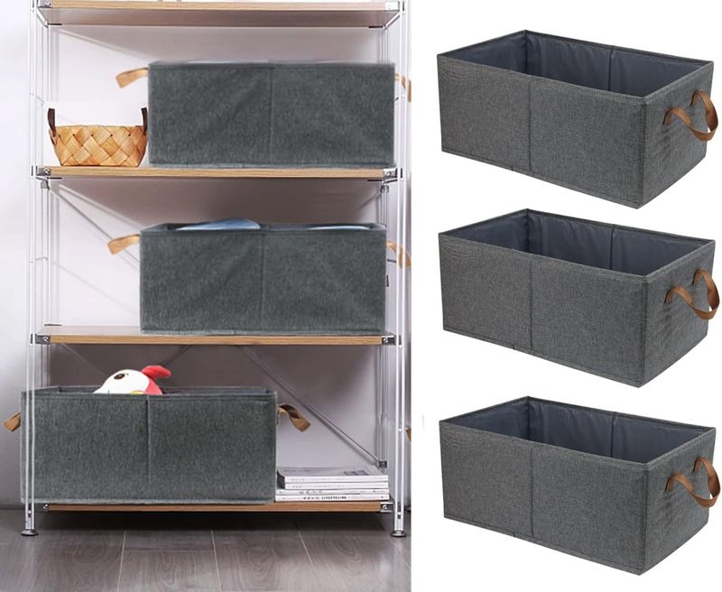 Caja de almacenamiento de gran capacidad, armario, caja de almacenamiento plegable para organizar ropa, sábanas, juguetes, libros, estantería, cesta de almacenamiento._voghion.com