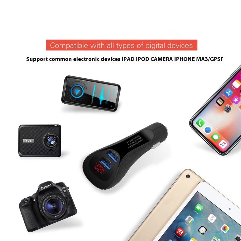 Music Festival  Multi functional digital charger with dual USB interfaces for new mobile phone car charging display voltage and current_voghion.com
