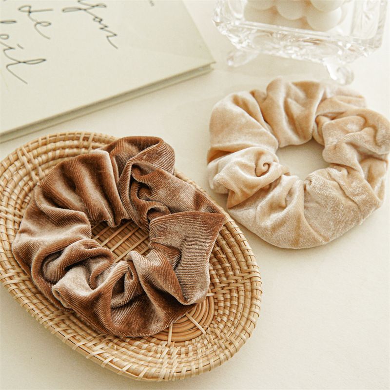 Fascia per capelli in velluto con intestino crasso, grande, autunno e inverno, retrò, temperamento americano, nicchia, semplice, moda, elastico per capelli, fiore, nuovo_voghion.com