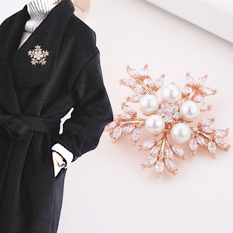 Spilla fiocco di neve temperamento, spilla semplice elegante accessorio per cappotti_voghion.com