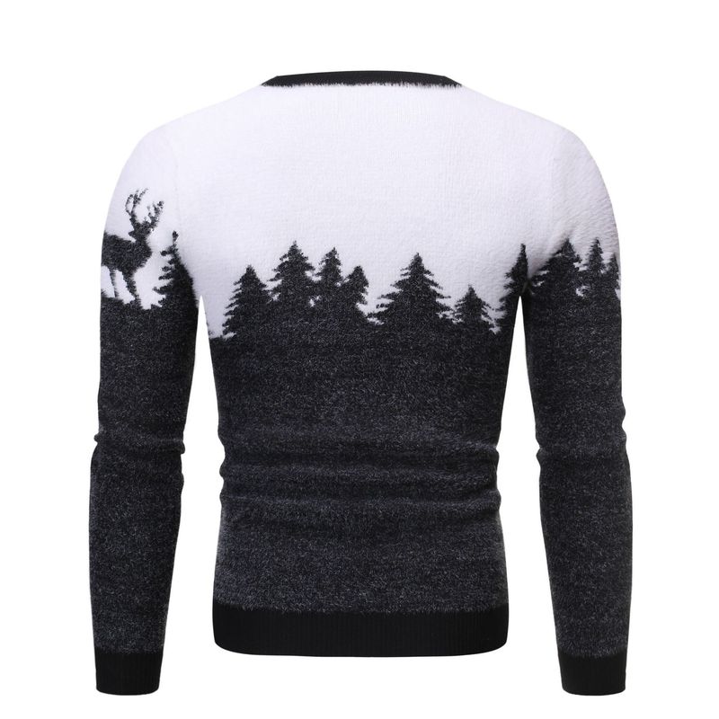 Weihnachts-Rentier-Strickpullover für Herren – Rundhalspullover aus Mohair-Mischgewebe (Rot/Schwarz/Marineblau, M-XXXL)_voghion.com