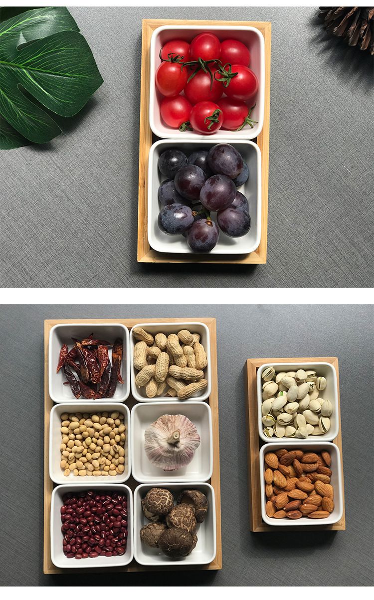 Hausgarten-Obstteller, unterteilt in Snacks, Nüsse, Snackschale, Süßigkeiten, KTV, Gewürze, Dessert, Keramik, Trockenobstteller, Verpackungsbox_voghion.com