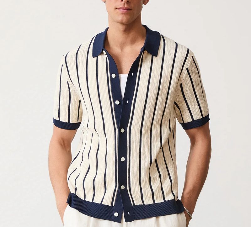 Polo da uomo in maglia a maniche corte con risvolto, tinta unita_voghion.com