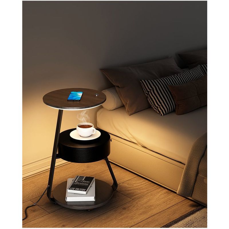 Carregamento sem fio para piso de quarto criativo, prateleira para sala de estar, abajur de café, senso de design_voghion.com