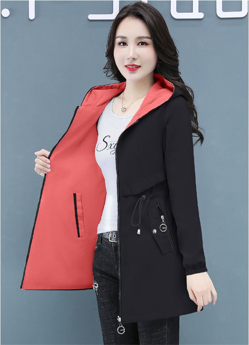 Double-Sided Trench Coat Women 2022 New Spring Autumn Clothes Hooded Large Size Long Windbreaker Jacket Female Outerwear_voghion.com