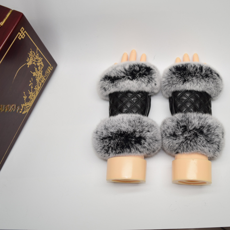 Herbst Winter Mode Schaffell Damen Rex Kaninchenfell Halbschnitt Typing Furry Apparel Vollfingerhandschuhe Neues Modell_voghion.com