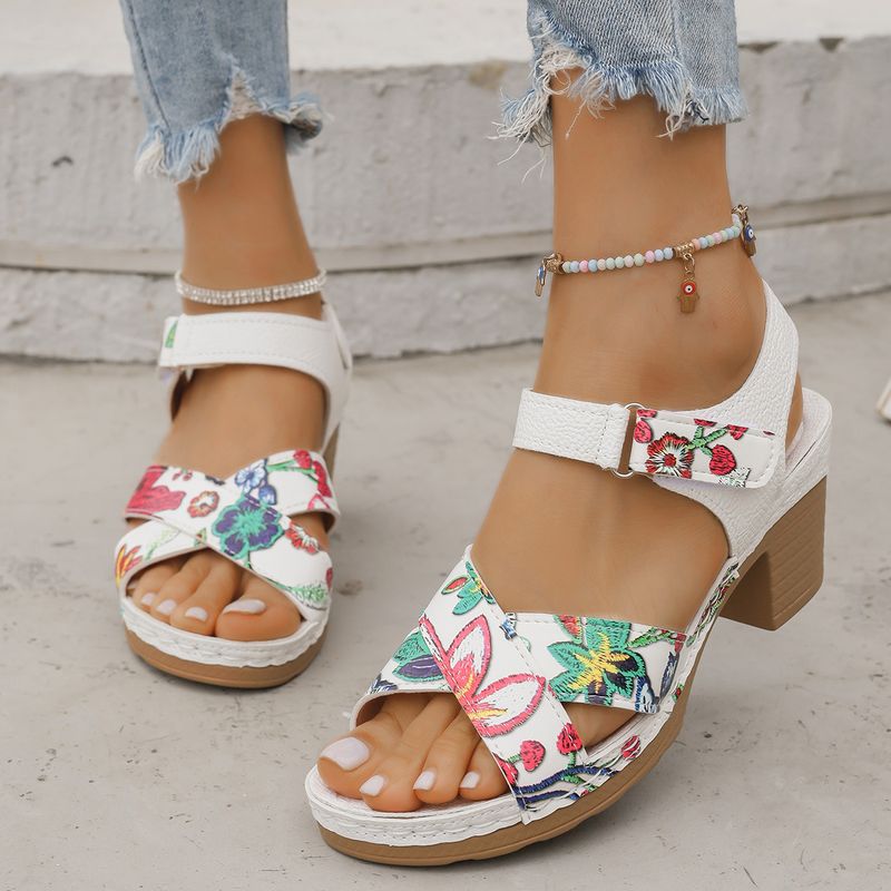 High Heeled Women's Sandals Summer New Open Toe Casual Retro Fish Mouth Sandals_voghion.com