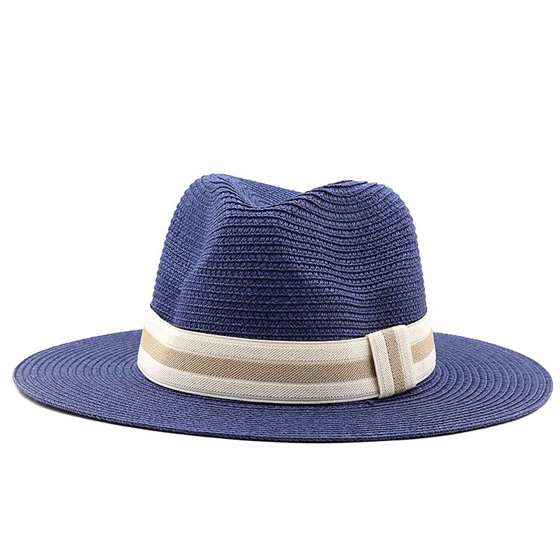 Fashion 54-58-60CM Womens Summer Panama Hats Wide Brim Straw Sun Beach Hat Men Fashion UPF UV Protection Fedoras Cap For Travel_voghion.com