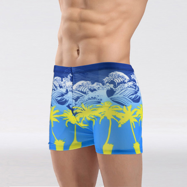 Populaarsed kookospuu digitaaltrükiga ujumispüksid Populaarsed ujumispüksid Lameda nurgaga ujumispüksid Mugavad meeste ujumispüksid_voghion.com