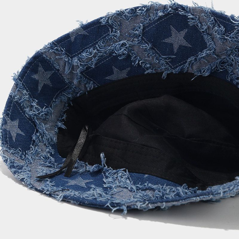 Heißer Verkauf 2024 Herbst Winter Denim Stern Stickerei Warme Fischer Eimer Hut Im Freien Reise Sonne Kappe Für Männer Und Frauen 208_voghion.com
