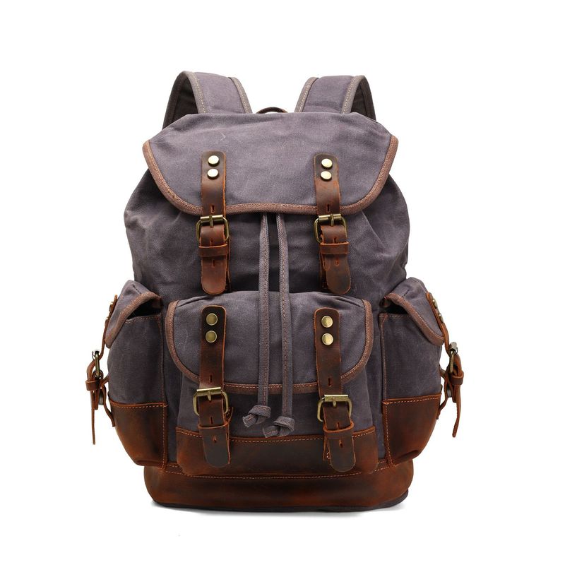 Mochila clásica de lona encerada al óleo resistente al agua, nueva bolsa de viaje para montañismo, mochila de gran capacidad_voghion.com