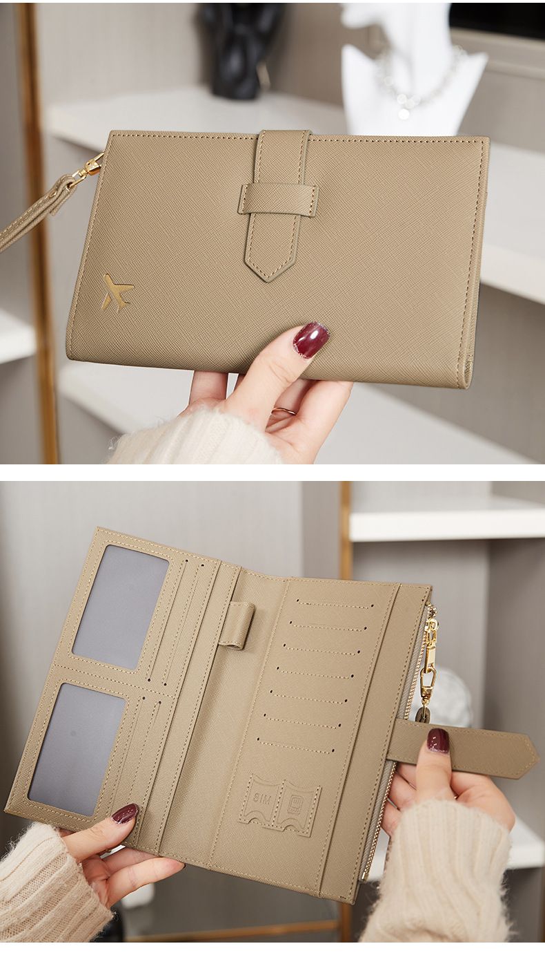 Women's Wallet & Card Cases Rfid Antimagnetic Passport Bag Zipper Buckle Certificate Bag Passport Holder Multifunctional Long Ladies Wallet_voghion.com