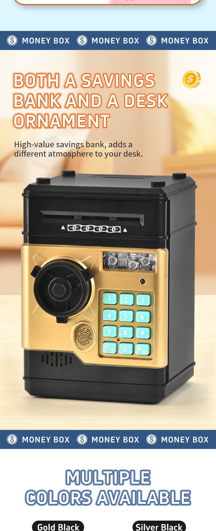 Home & Garden Mini ATM Children's Fingerprint Banknote Verification Password Lock Piggy Bank Toy Boys Girls Toy Gift_voghion.com