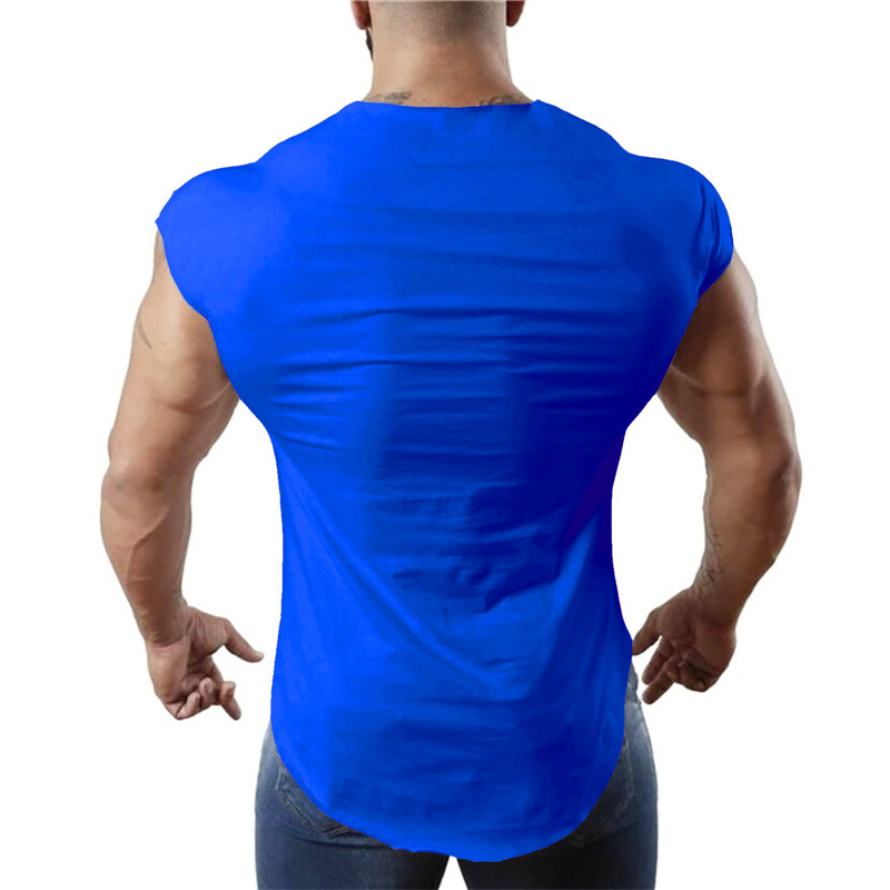 GYM-Fitness-Tanktop aus Baumwolle für Herren, Sporttraining, dünnes, ärmelloses Slim-Fit-T-Shirt mit rundem Saum für Herren_voghion.com