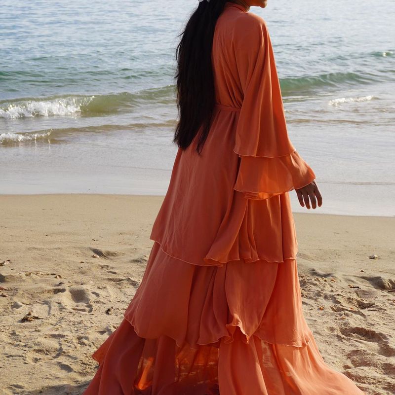 Damenbekleidung Mode Damenbekleidung Dubai Arabische Strickjacke Robe Kaftan Chiffon Fließendes Kleid Abaya_voghion.com