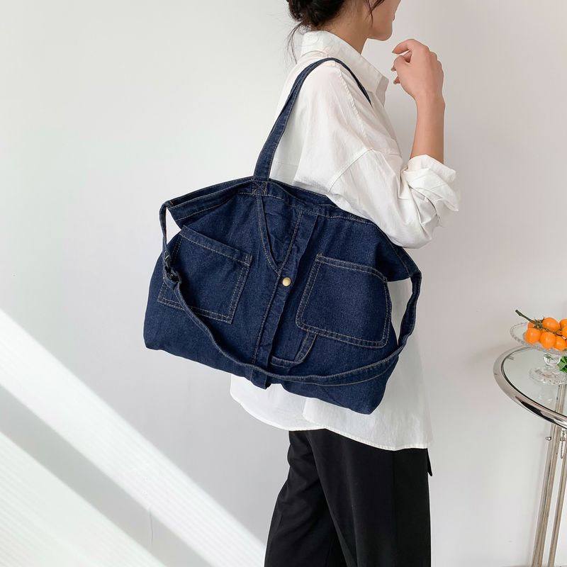 Borsa a tracolla casual in tela di grande capacità, stile college, alla moda, versatile, da donna_voghion.com
