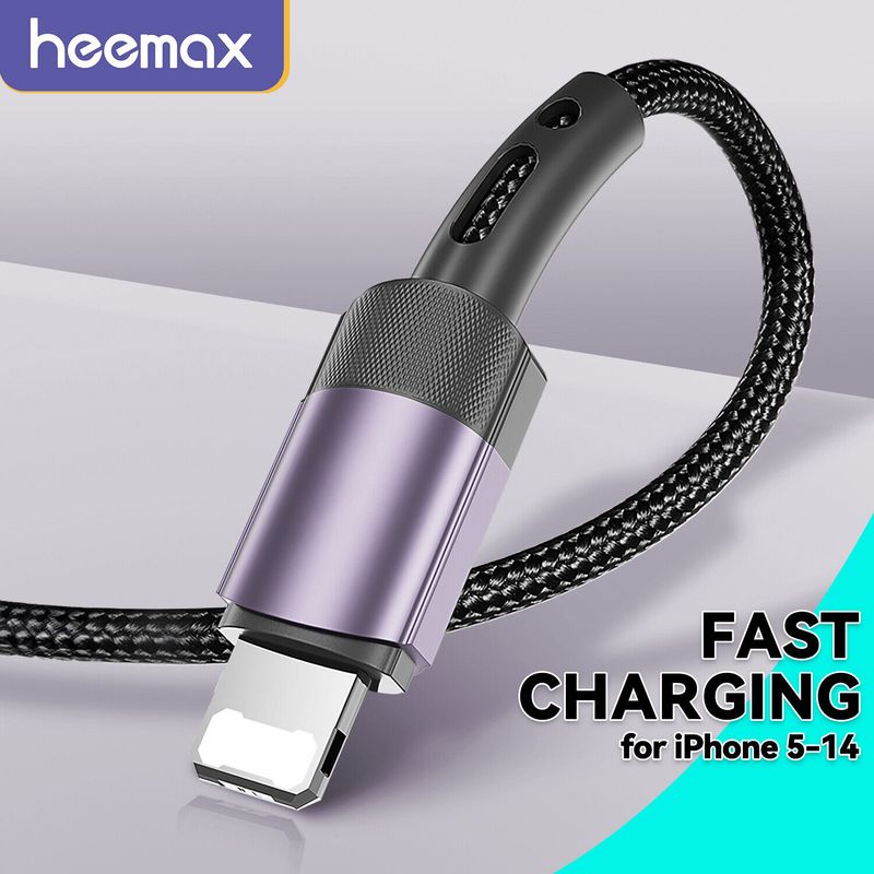 Câble USB vers iPhone tressé robuste et long pour chargeur rapide (14, 13, 12, 11, X, 8, SE)_voghion.com