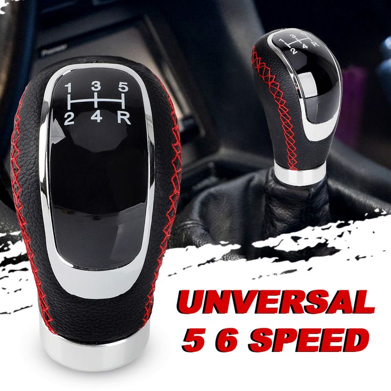 M8 M10 M11 M12 Universal 5/6 Speed Leather Gearshift Replacement Manual Car Stick Gear Shift Knob_voghion.com