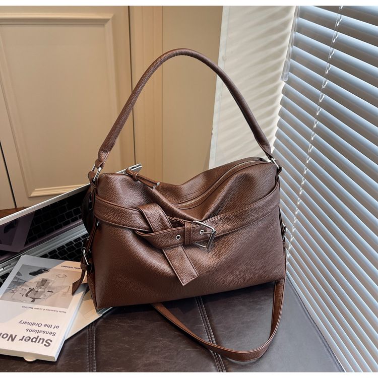 Sac fourre-tout tendance pour femme, grande capacité, en PU souple, avec fermeture éclair, pour un usage quotidien, disponible en noir, beige, marron et argent._voghion.com