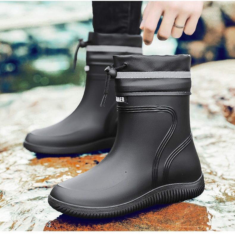 Single Shoe Midsole Waterproof Mouth Rain Boots 39-45_voghion.com