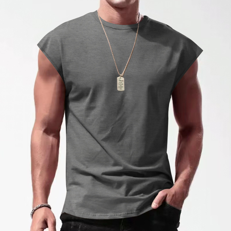 2025 Herren Sommer Neues ärmelloses T-Shirt Jugend Lässige lose einfarbige dünne Weste für Männer_voghion.com