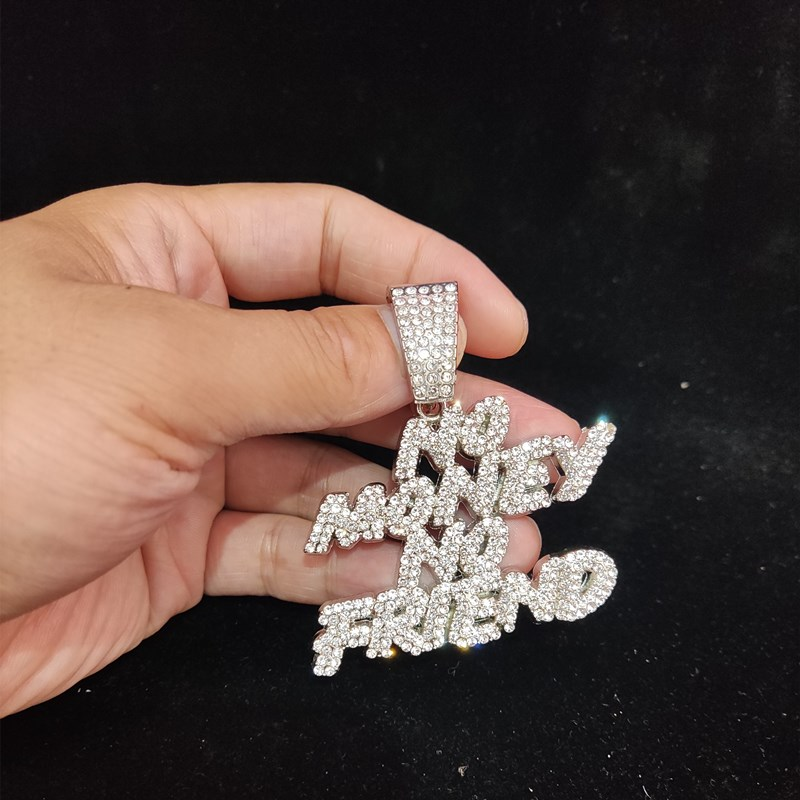 Bărbați, femei, hip hop, fără bani, fără prieteni, colier cu pandantiv cu lanț cubanez de 13 mm, coliere cu gheață hip hop, moda_voghion.com