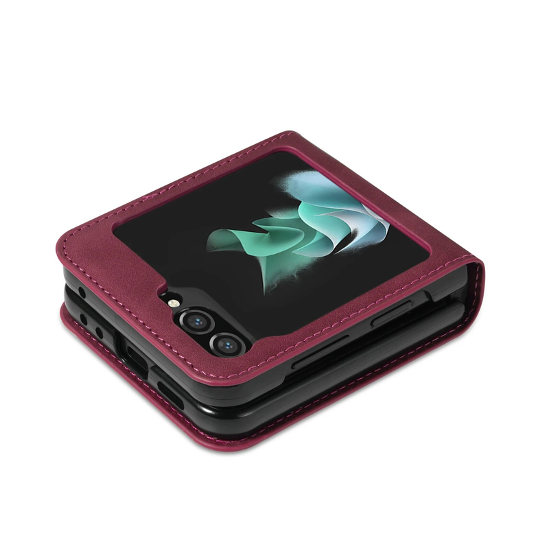 Z Flip5 Flip4 Husa portofel din piele pentru Samsung Galaxy Z Flip 5 4 3 5G Suport card de lux Geanta telefon Flip Book Cover Funda Etui_voghion.com