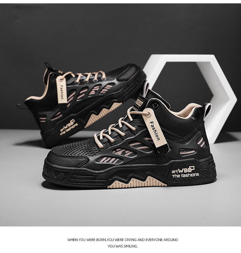 Zapatos Air Force One para hombre, zapatillas de deporte de caña alta de marca de moda popular, nuevo estilo de primavera, zapatos deportivos casuales transpirables de malla, zapatos blancos_voghion.com