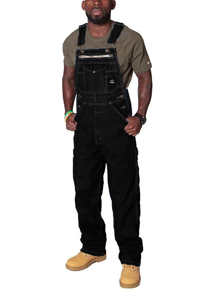 Der Schultergurt und der Overall der Männer wurden aus der Denim-Arbeitshose gerissen_voghion.com