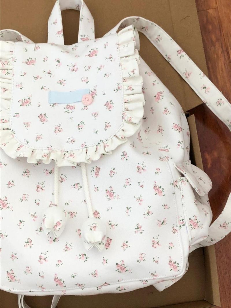 Süße einfache Schulterblume Multifunktionale Canvas Tasche 2025 Frische süße große Kapazität Rucksäcke_voghion.com