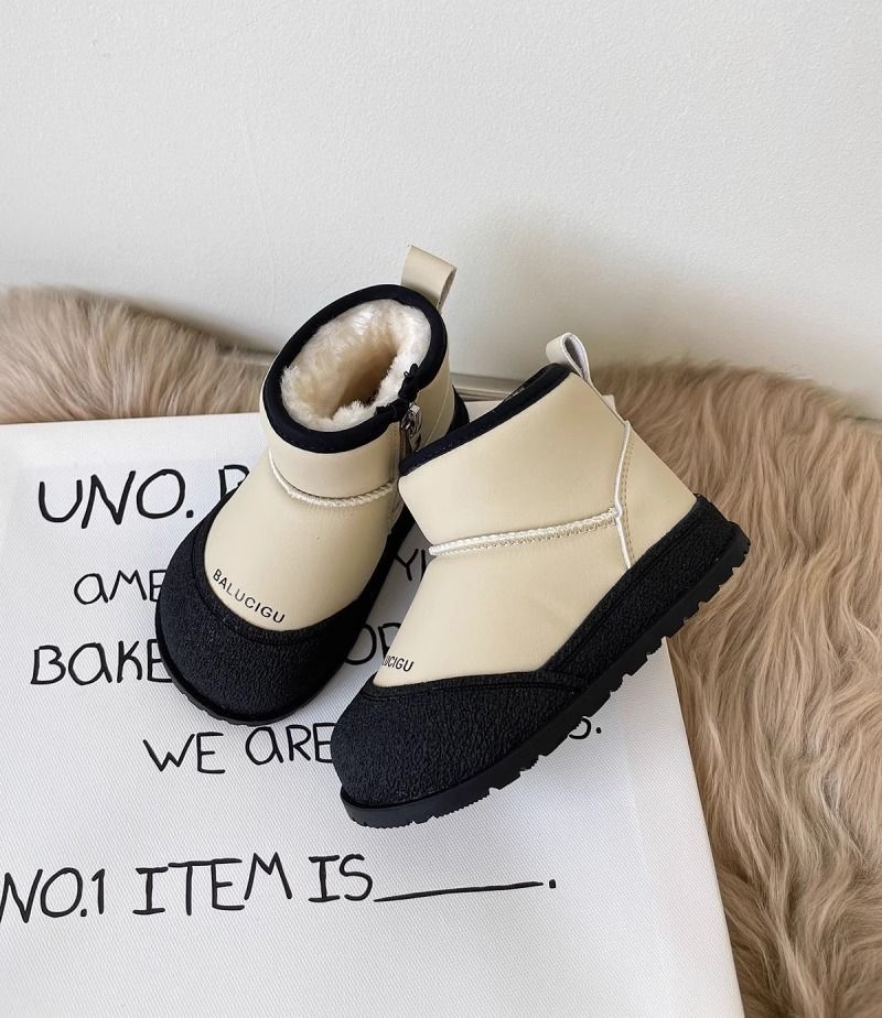Bottes courtes imperméables et antidérapantes pour fille, chaussures chaudes doublées de polaire, en coton, pour bébé, nouvelle collection hiver 2024_voghion.com