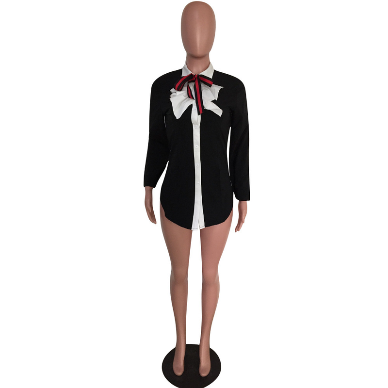 Camicia slim fit con fiocco da donna_voghion.com